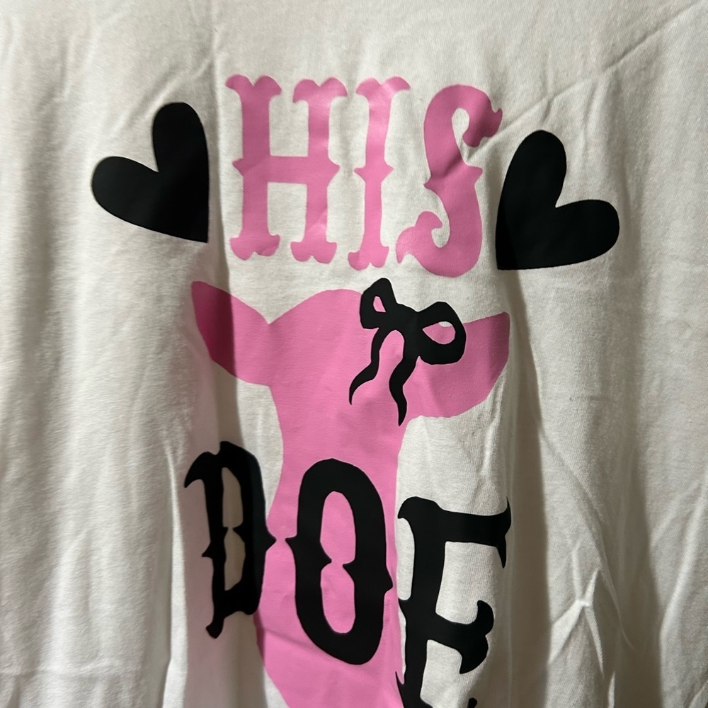 His and Her Buck and Doe Graphic Tees in White and Black Short Sleeve - Picture 6 of 9
